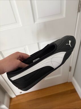 Puma Black and White Slip-On Ballet Flats